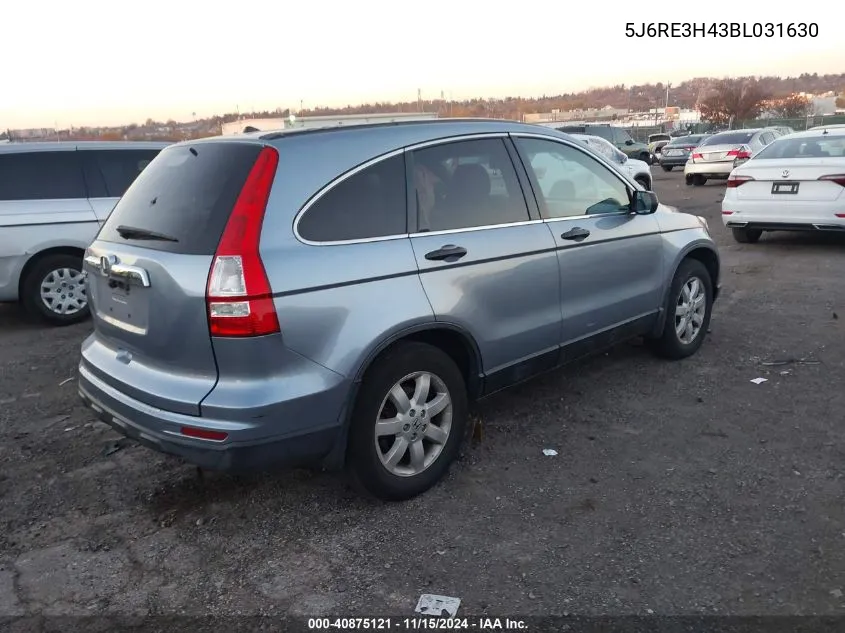 2011 Honda Cr-V Se VIN: 5J6RE3H43BL031630 Lot: 40875121