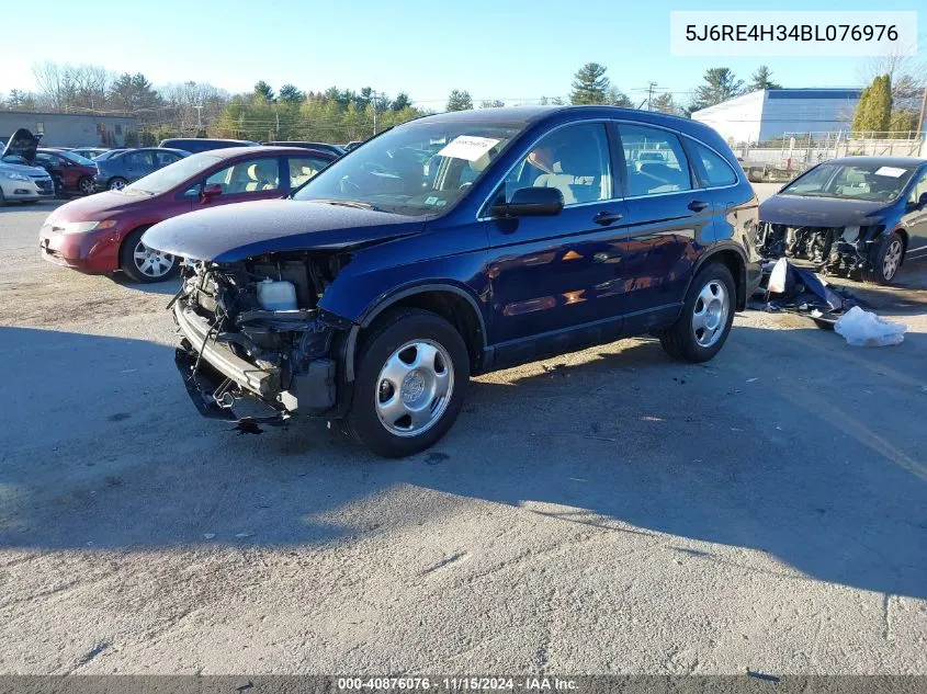 2011 Honda Cr-V Lx VIN: 5J6RE4H34BL076976 Lot: 40876076