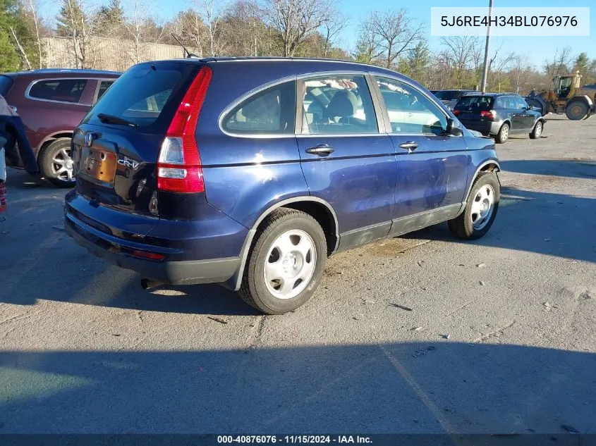 2011 Honda Cr-V Lx VIN: 5J6RE4H34BL076976 Lot: 40876076