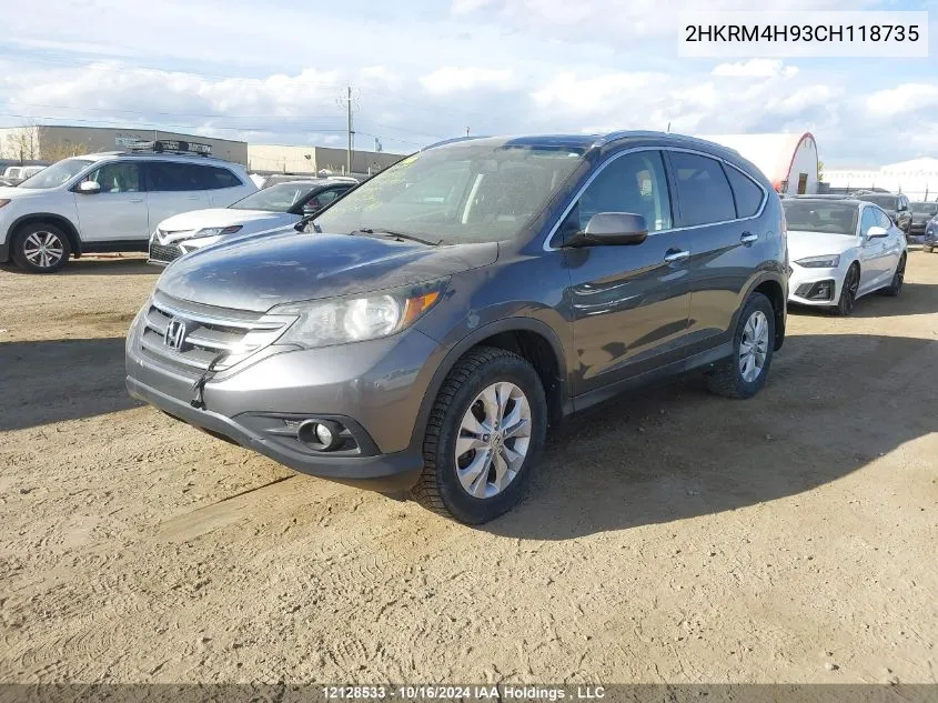 2012 Honda Cr-V Touring VIN: 2HKRM4H93CH118735 Lot: 12128533