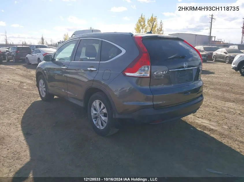 2012 Honda Cr-V Touring VIN: 2HKRM4H93CH118735 Lot: 12128533