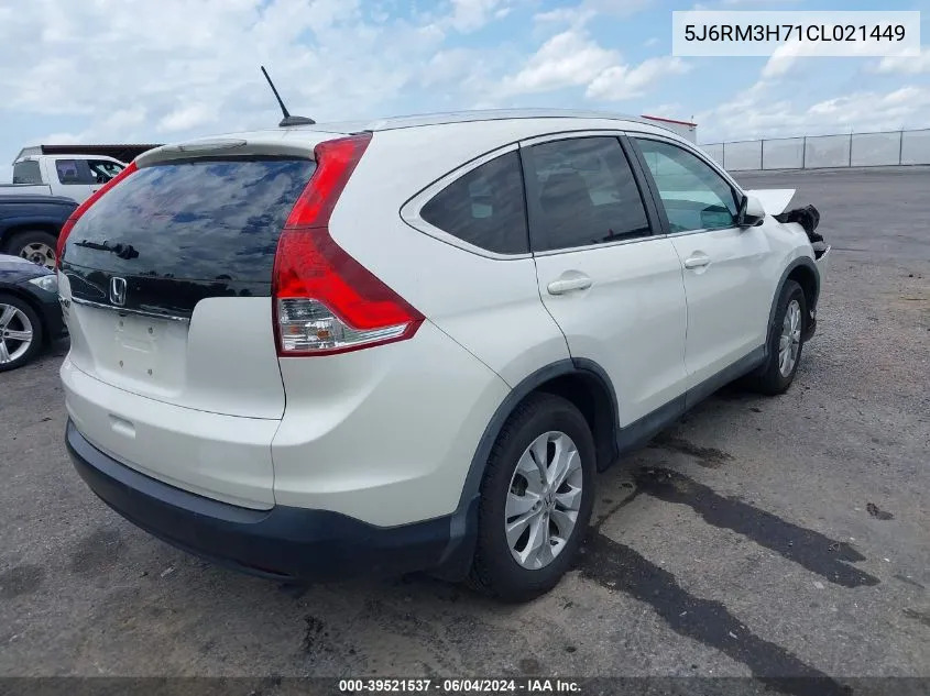 2012 Honda Cr-V Ex-L VIN: 5J6RM3H71CL021449 Lot: 39521537