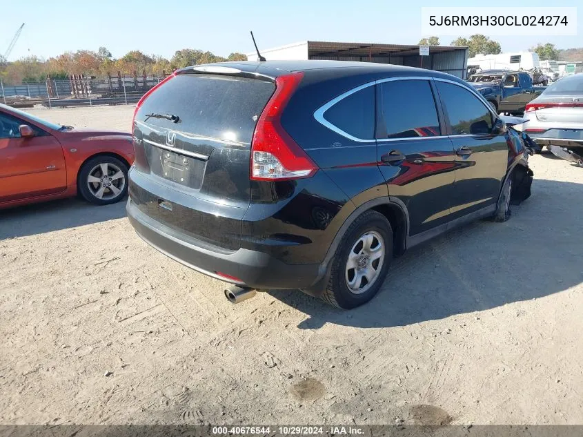 2012 Honda Cr-V Lx VIN: 5J6RM3H30CL024274 Lot: 40676544