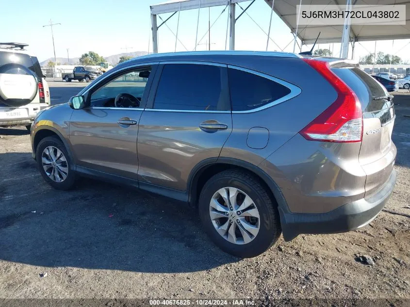 2012 Honda Cr-V Ex-L VIN: 5J6RM3H72CL043802 Lot: 40676825