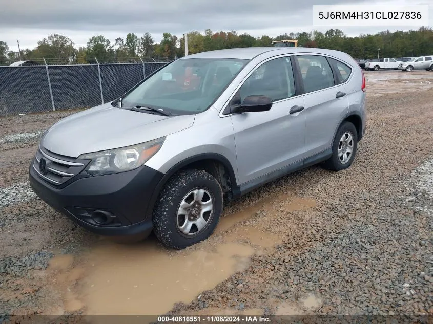 2012 Honda Cr-V Lx VIN: 5J6RM4H31CL027836 Lot: 40816551