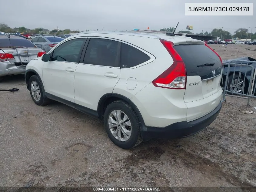 2012 Honda Cr-V Ex-L VIN: 5J6RM3H73CL009478 Lot: 40836431