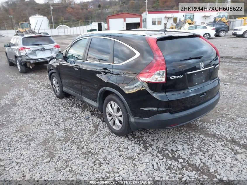 2012 Honda Cr-V Ex-L VIN: 2HKRM4H7XCH608622 Lot: 40840009