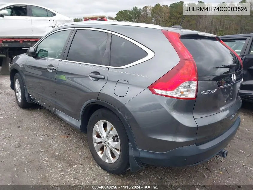 2012 Honda Cr-V Ex-L VIN: JHLRM4H74CC003526 Lot: 40840256