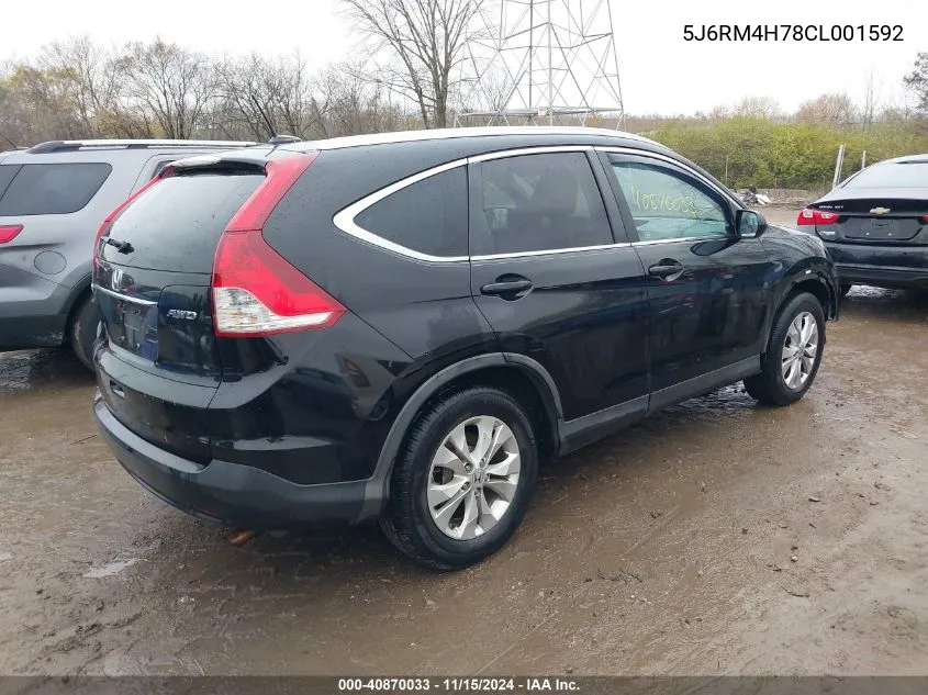 2012 Honda Cr-V Ex-L VIN: 5J6RM4H78CL001592 Lot: 40870033