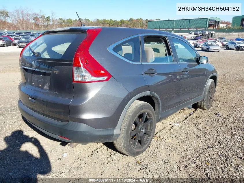 2012 Honda Cr-V Lx VIN: 2HKRM3H34CH504182 Lot: 40876111