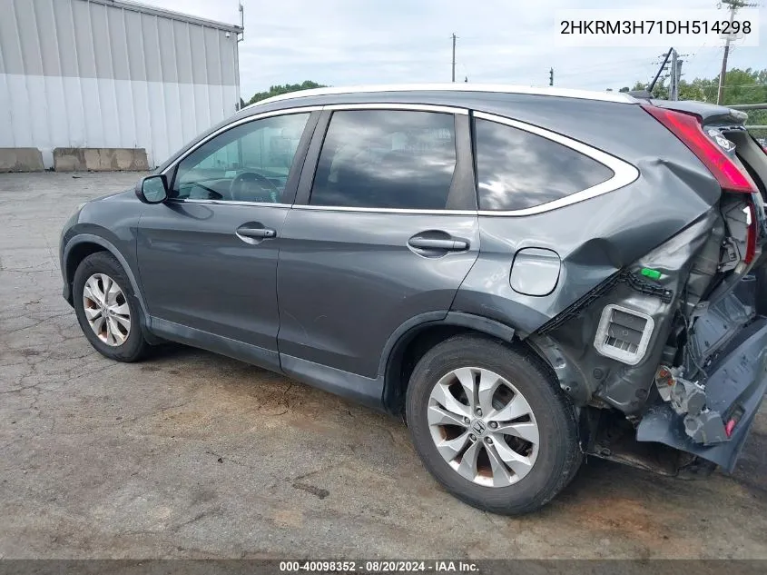 2013 Honda Cr-V Exl VIN: 2HKRM3H71DH514298 Lot: 40098352