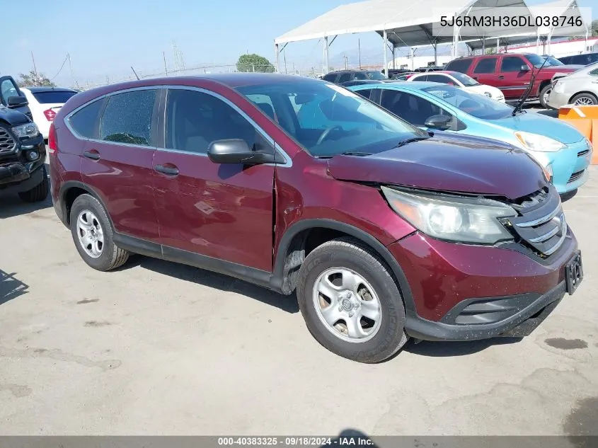 2013 Honda Cr-V Lx VIN: 5J6RM3H36DL038746 Lot: 40383325