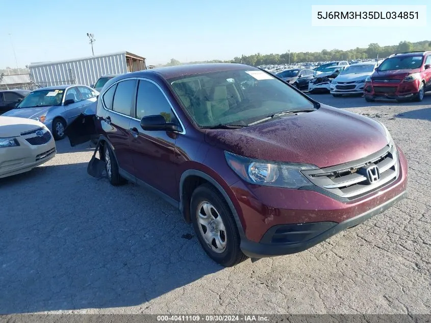 2013 Honda Cr-V Lx VIN: 5J6RM3H35DL034851 Lot: 40411109