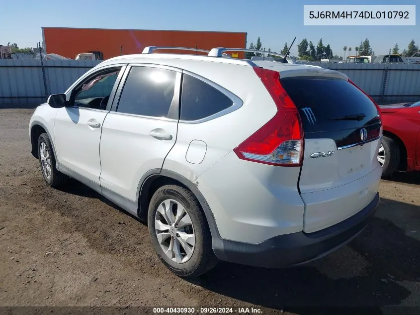 2013 Honda Cr-V Exl VIN: 5J6RM4H74DL010792 Lot: 40430930