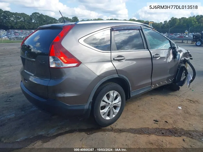 2013 Honda Cr-V Ex-L VIN: 5J6RM3H77DL013518 Lot: 40505357