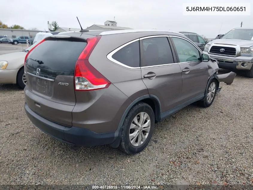 2013 Honda Cr-V Ex-L VIN: 5J6RM4H75DL060651 Lot: 40726915