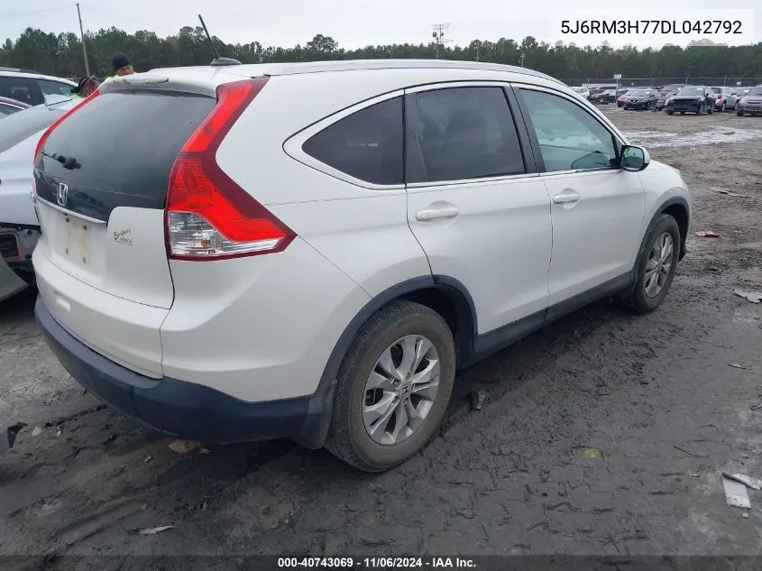 2013 Honda Cr-V Ex-L VIN: 5J6RM3H77DL042792 Lot: 40743069