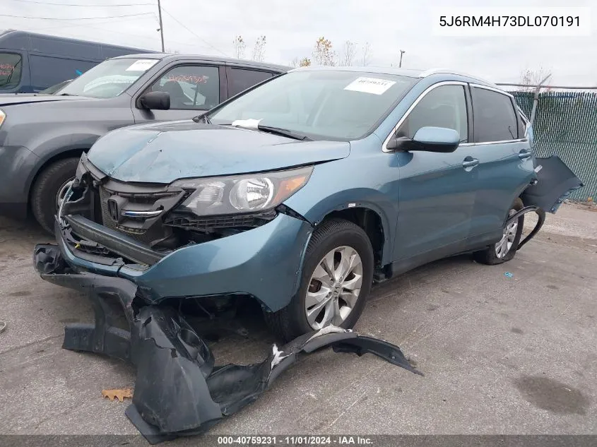 2013 Honda Cr-V Ex-L VIN: 5J6RM4H73DL070191 Lot: 40759231