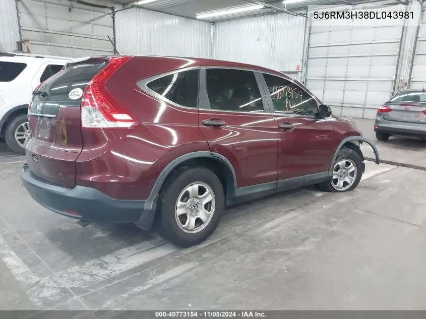 2013 Honda Cr-V Lx VIN: 5J6RM3H38DL043981 Lot: 40773154