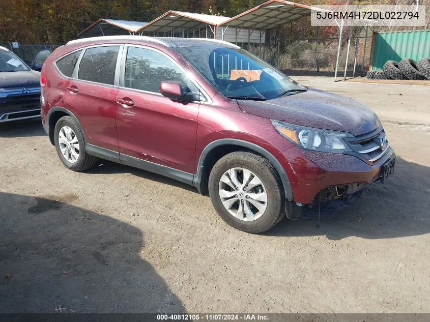 2013 Honda Cr-V Ex-L VIN: 5J6RM4H72DL022794 Lot: 40812105