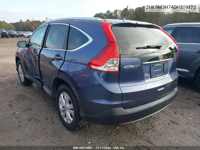 2013 Honda Cr-V Exl VIN: 2HKRM3H74DH519172 Lot: 40814467