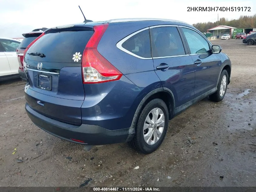 2013 Honda Cr-V Exl VIN: 2HKRM3H74DH519172 Lot: 40814467