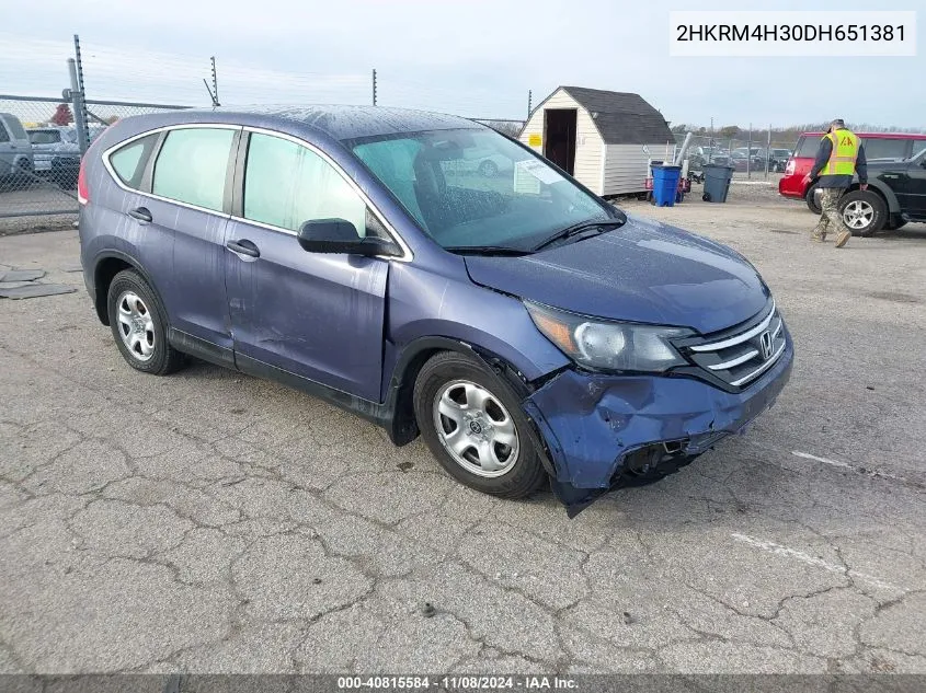 2013 Honda Cr-V Lx VIN: 2HKRM4H30DH651381 Lot: 40815584