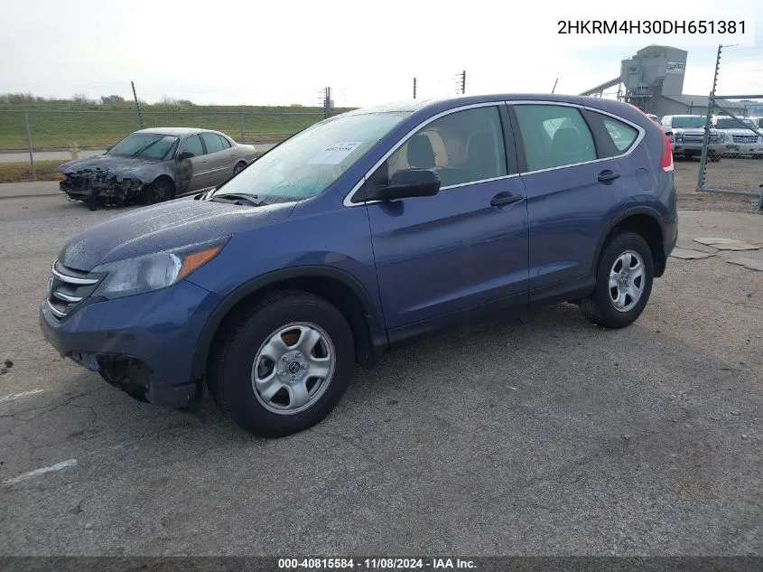 2013 Honda Cr-V Lx VIN: 2HKRM4H30DH651381 Lot: 40815584