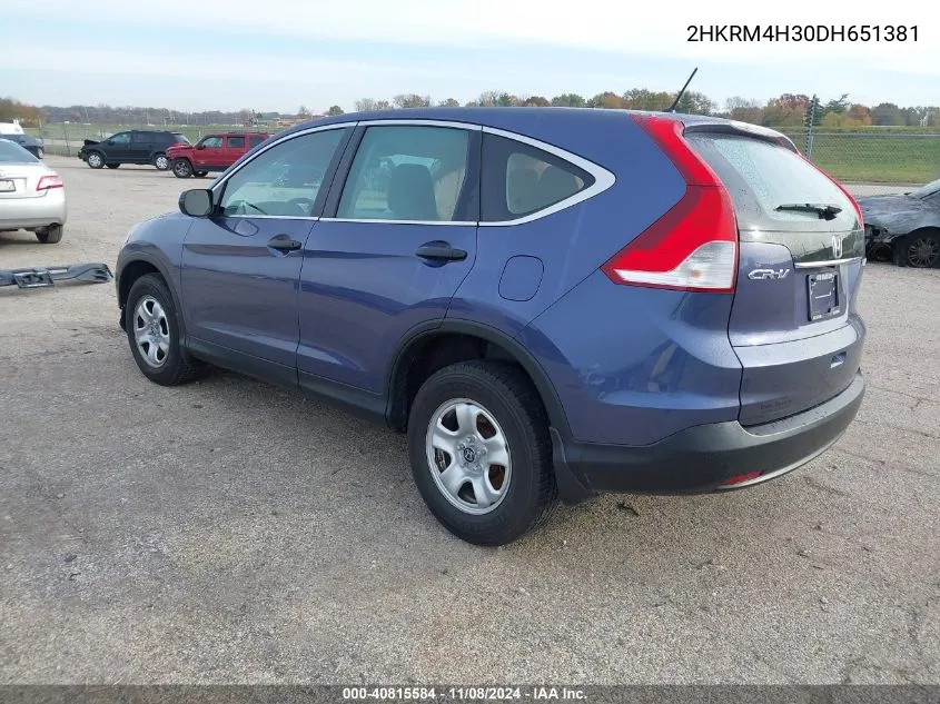 2013 Honda Cr-V Lx VIN: 2HKRM4H30DH651381 Lot: 40815584