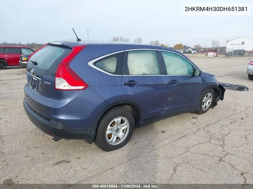 2013 Honda Cr-V Lx VIN: 2HKRM4H30DH651381 Lot: 40815584