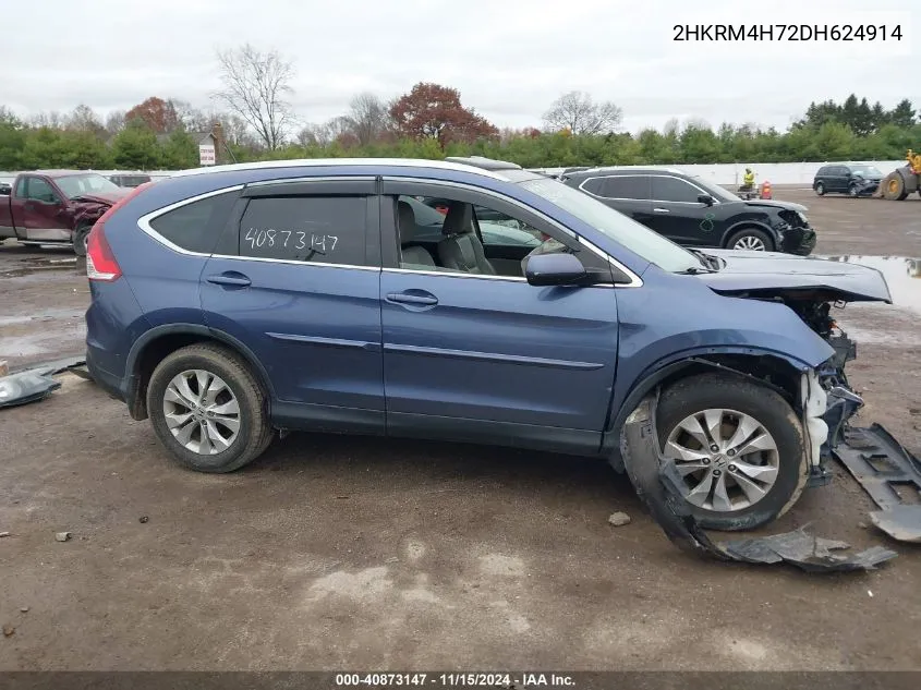 2013 Honda Cr-V Ex-L VIN: 2HKRM4H72DH624914 Lot: 40873147