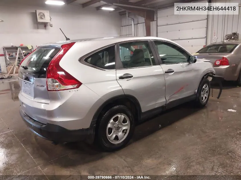 2014 Honda Cr-V Lx VIN: 2HKRM4H34EH644418 Lot: 39790666