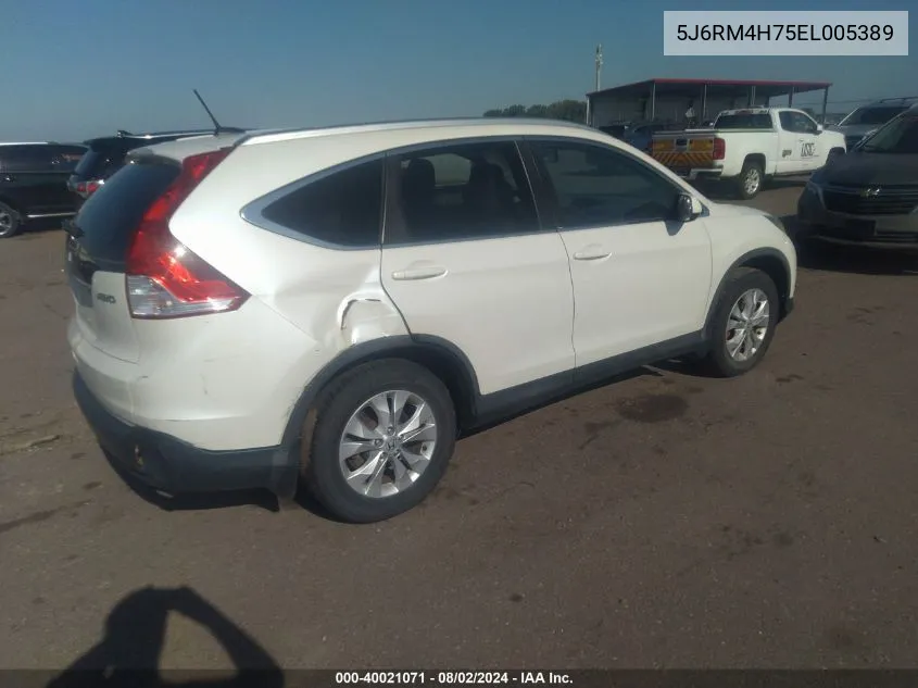 2014 Honda Cr-V Ex-L VIN: 5J6RM4H75EL005389 Lot: 40021071