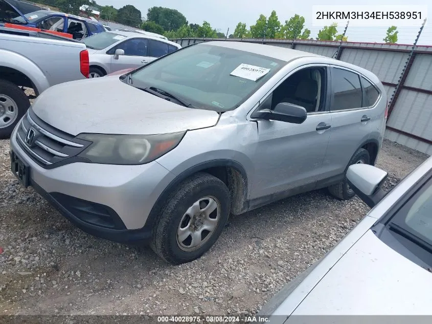 2014 Honda Cr-V Lx VIN: 2HKRM3H34EH538951 Lot: 40028975