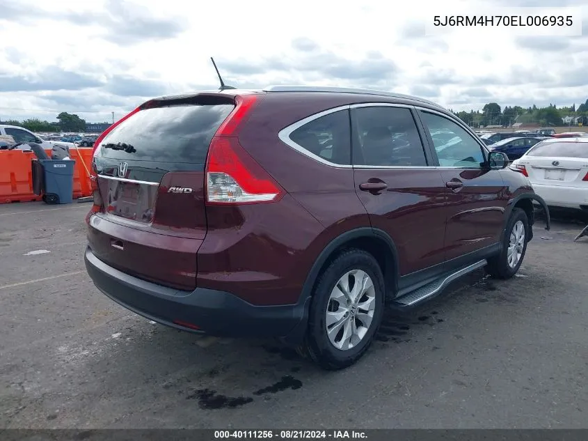 2014 Honda Cr-V Ex-L VIN: 5J6RM4H70EL006935 Lot: 40111256