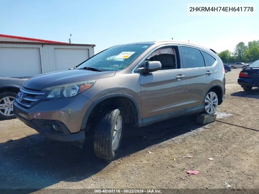 2014 Honda Cr-V Ex-L VIN: 2HKRM4H74EH641778 Lot: 40155116