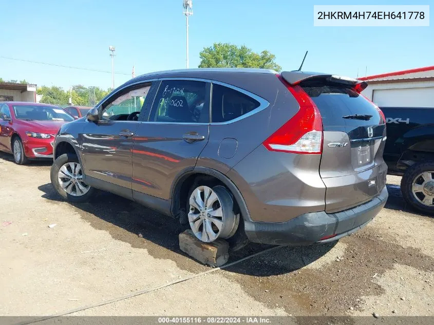 2HKRM4H74EH641778 2014 Honda Cr-V Ex-L