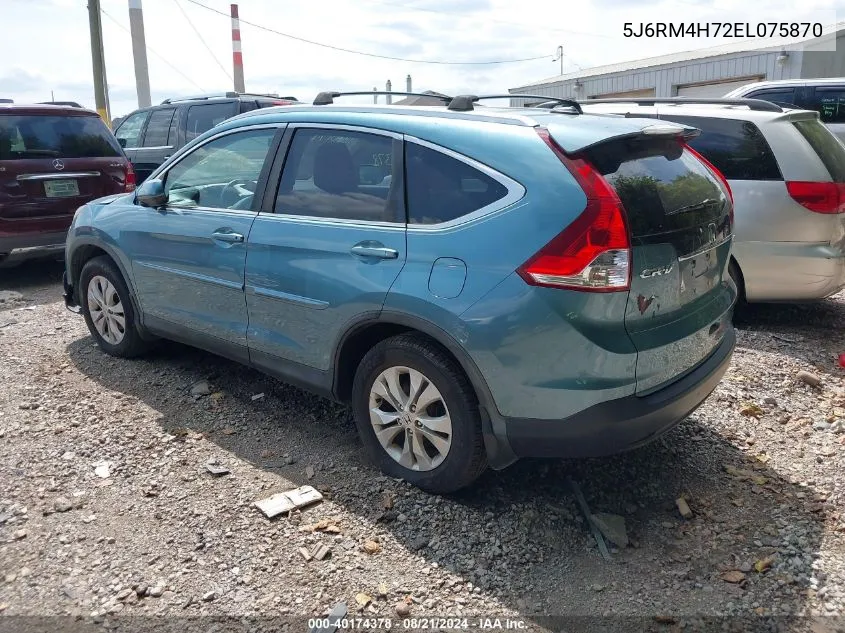 2014 Honda Cr-V Ex-L VIN: 5J6RM4H72EL075870 Lot: 40174378