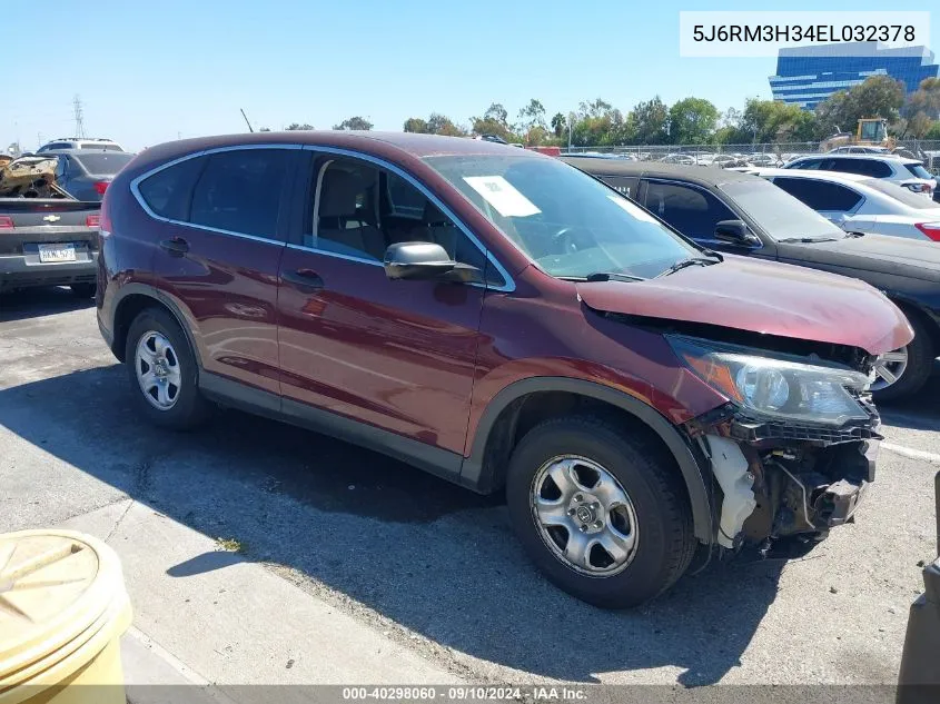 2014 Honda Cr-V Lx VIN: 5J6RM3H34EL032378 Lot: 40298060