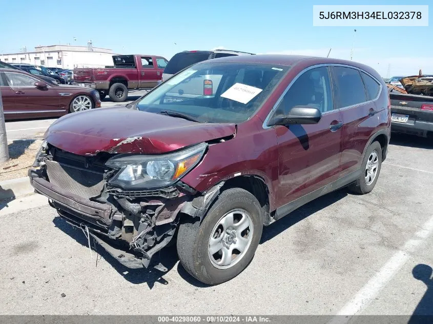 2014 Honda Cr-V Lx VIN: 5J6RM3H34EL032378 Lot: 40298060