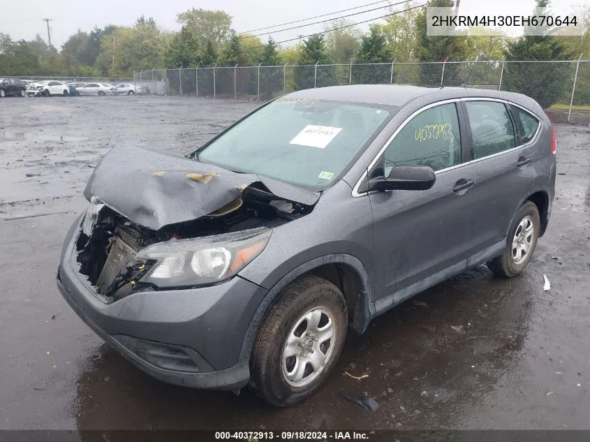 2014 Honda Cr-V Lx VIN: 2HKRM4H30EH670644 Lot: 40372913