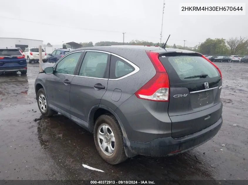 2HKRM4H30EH670644 2014 Honda Cr-V Lx