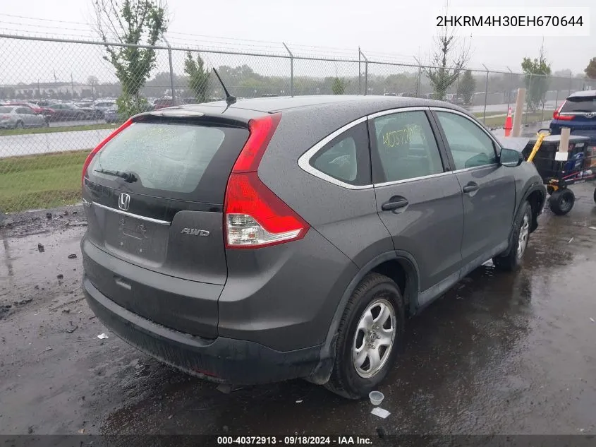 2HKRM4H30EH670644 2014 Honda Cr-V Lx