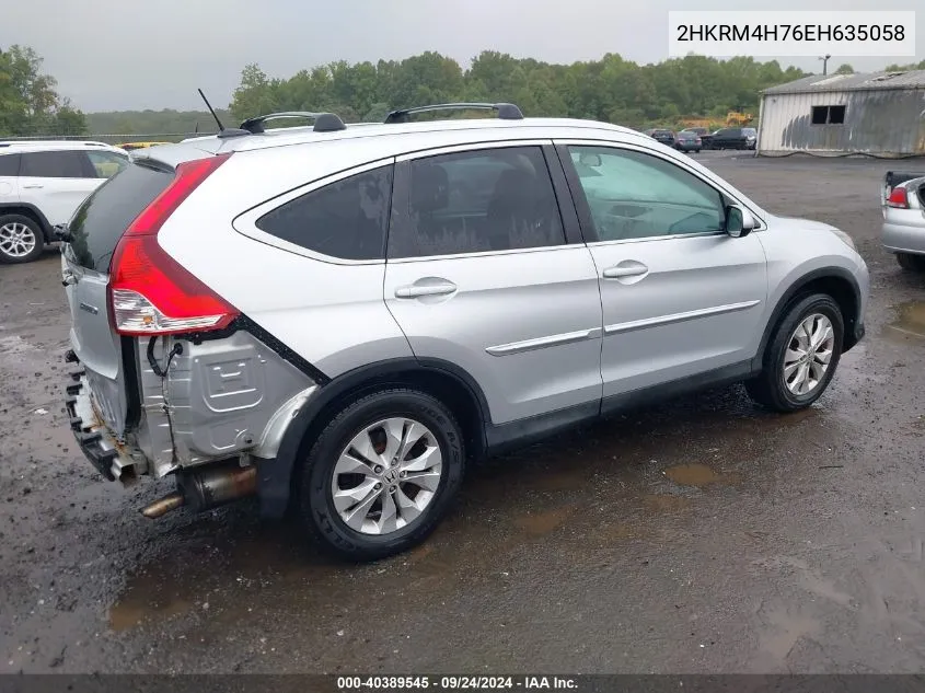 2014 Honda Cr-V Ex-L VIN: 2HKRM4H76EH635058 Lot: 40389545