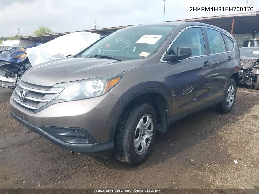 2014 Honda Cr-V Lx VIN: 2HKRM4H31EH700170 Lot: 40421399