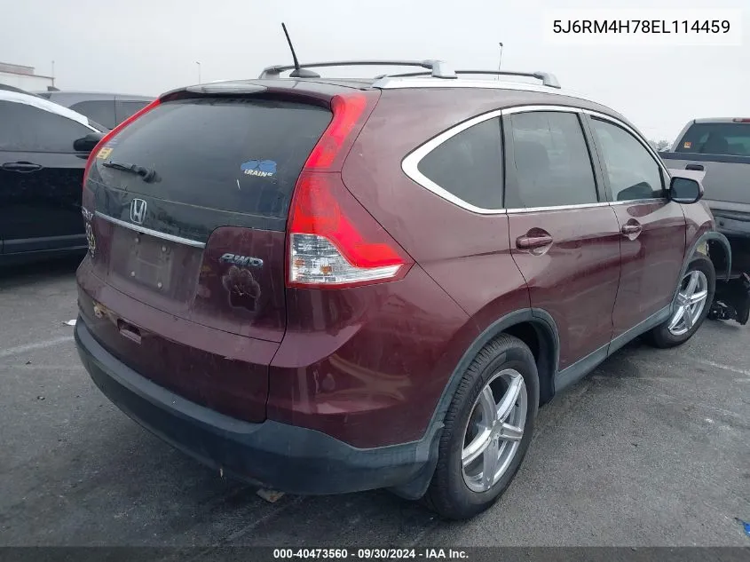 2014 Honda Cr-V Exl VIN: 5J6RM4H78EL114459 Lot: 40473560