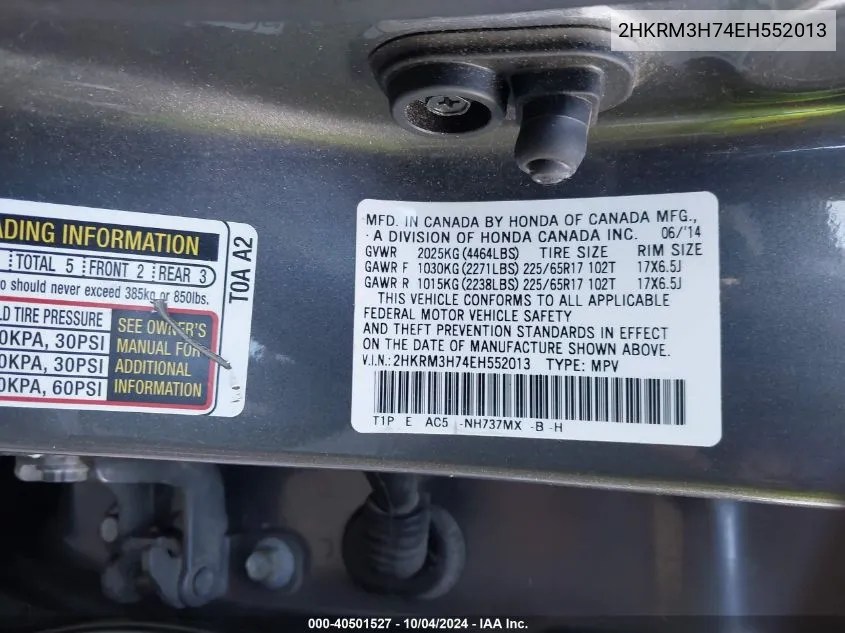 2HKRM3H74EH552013 2014 Honda Cr-V Ex-L