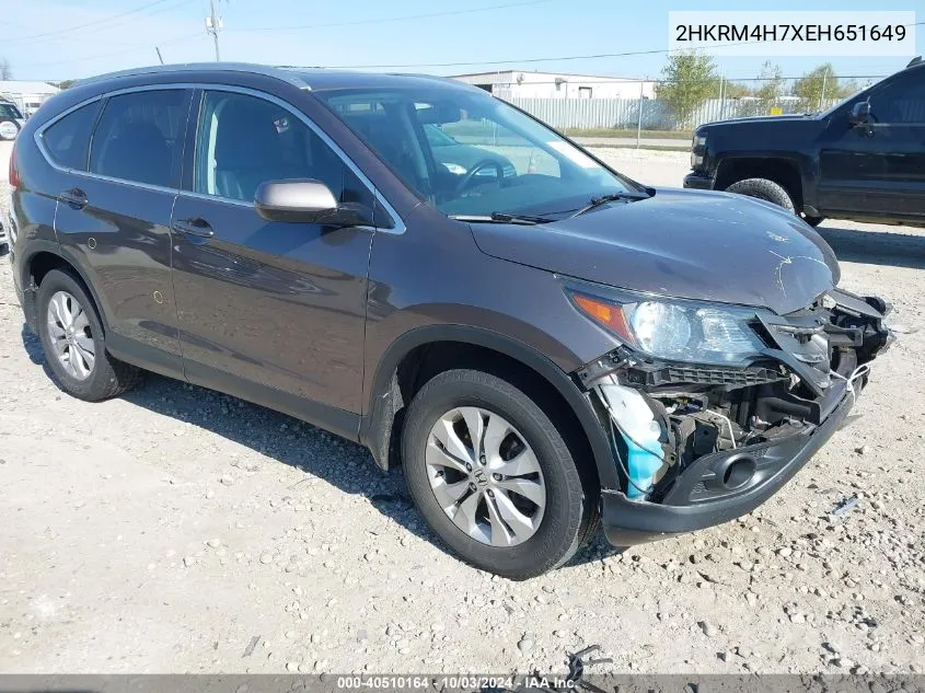 2014 Honda Cr-V Ex-L VIN: 2HKRM4H7XEH651649 Lot: 40510164