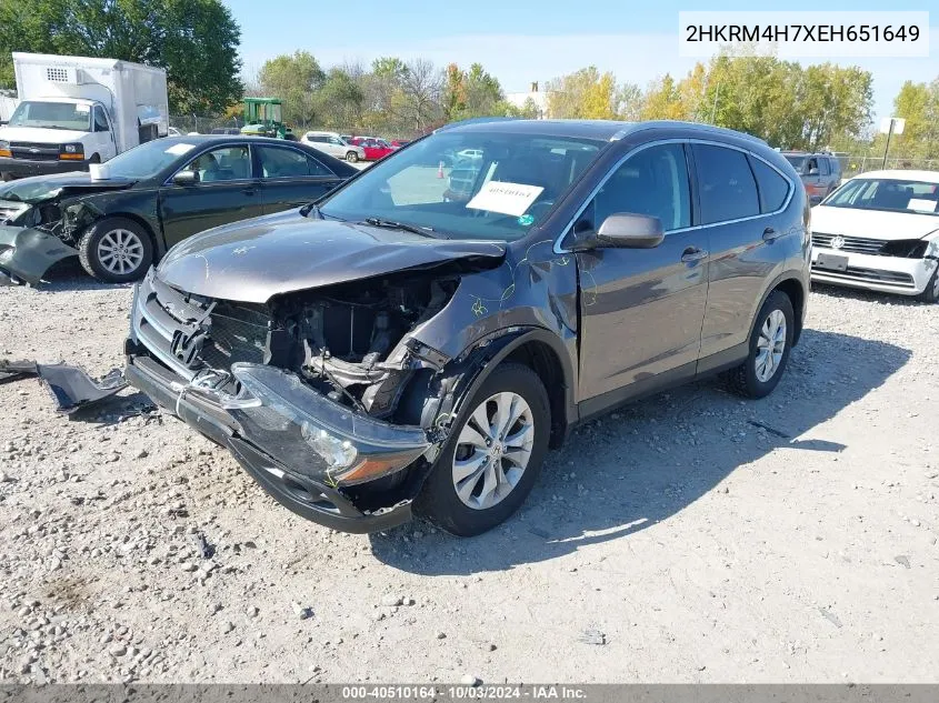 2014 Honda Cr-V Ex-L VIN: 2HKRM4H7XEH651649 Lot: 40510164