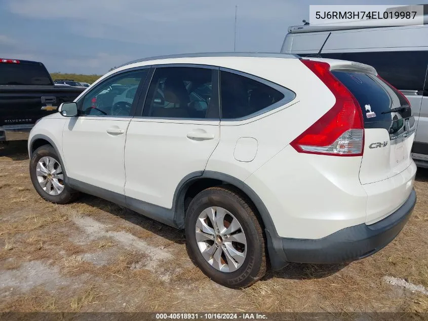 2014 Honda Cr-V Ex-L VIN: 5J6RM3H74EL019987 Lot: 40518931